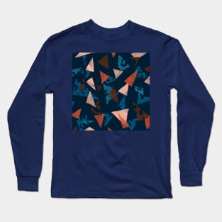 Navy Textured Triangles Long Sleeve T-Shirt